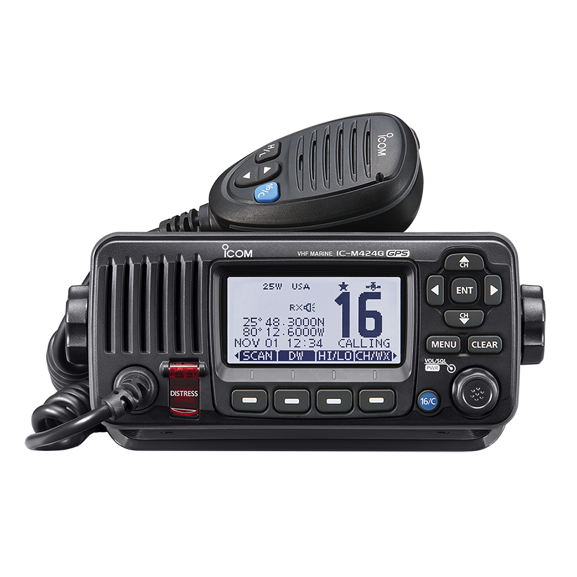 ICOM IC-M424G Tx 156,025–157,425 MHz Rx 156,050–163,275 MHz Canal70 156,525 MHz Radio Fija marina IPX7 con cancelación activa de ruido y GPS DSC de clase D Precio +iva