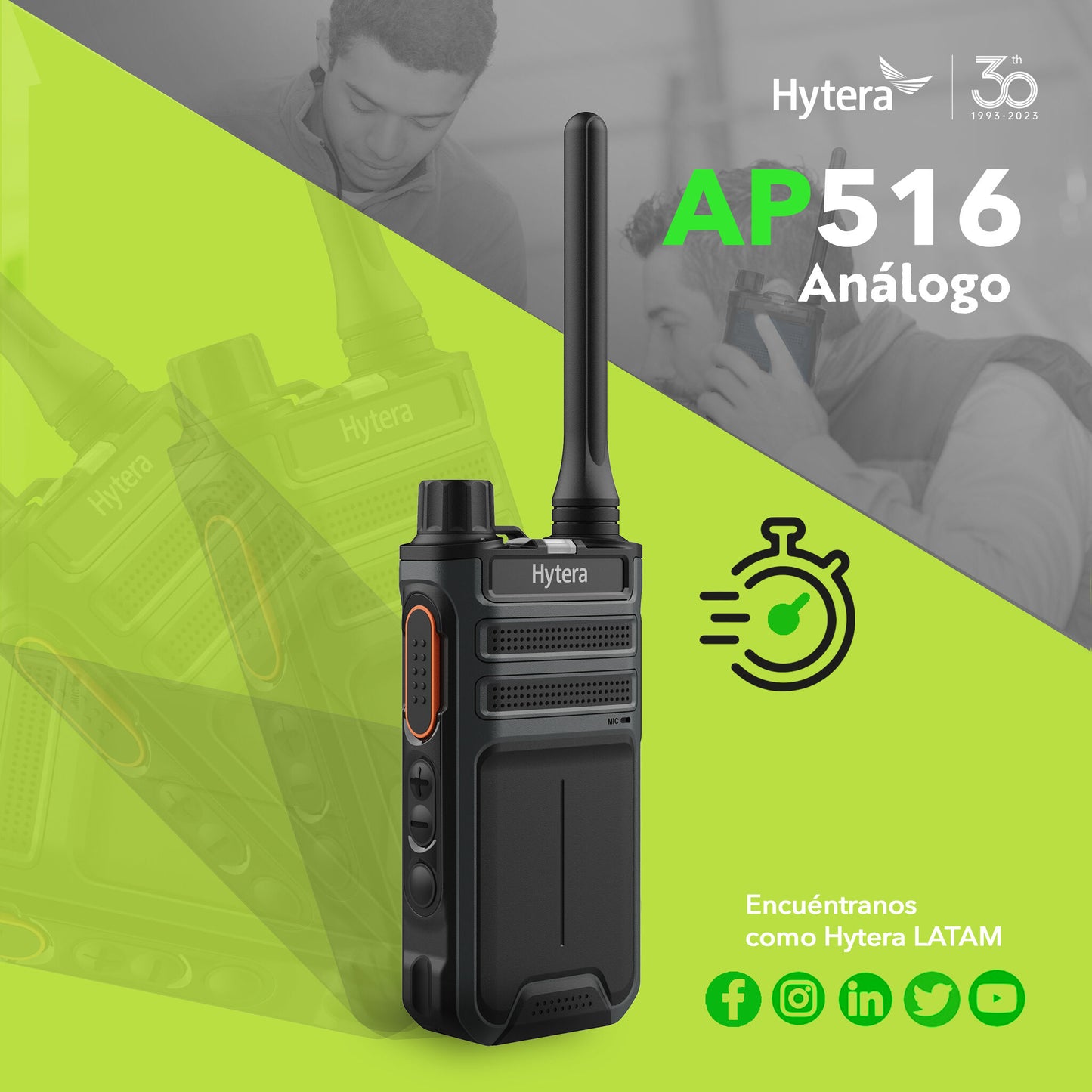 Hytera AP516 UHF 400-470 MHz 32CH Análogo 4W Radio portátil sin pantalla eficiencia para tu empresa Precio + iva