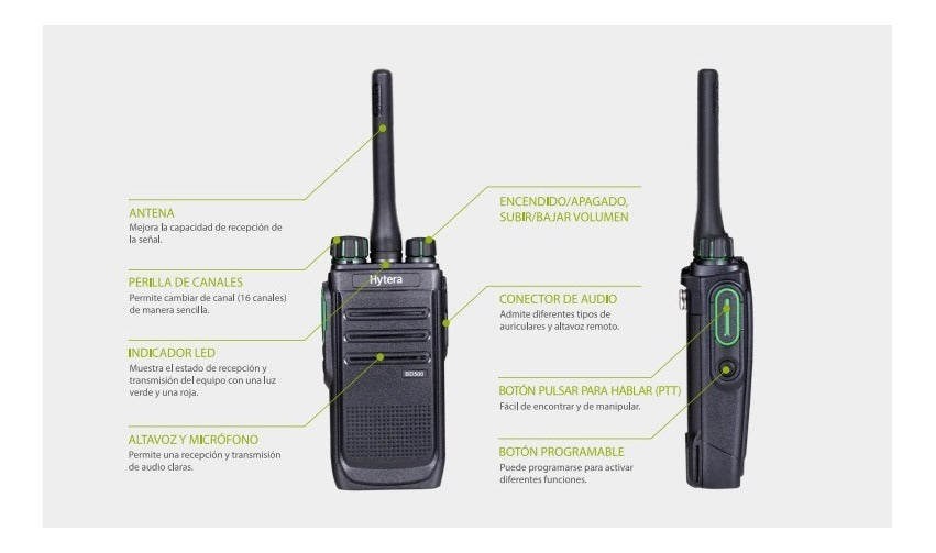 Hytera BD506 UHF1 410-480 Mhz 48CH DMR Tier II 4W Radio Análoga y DMR Tier II sin pantalla (excelente cobertura comprobada) Precio + iva