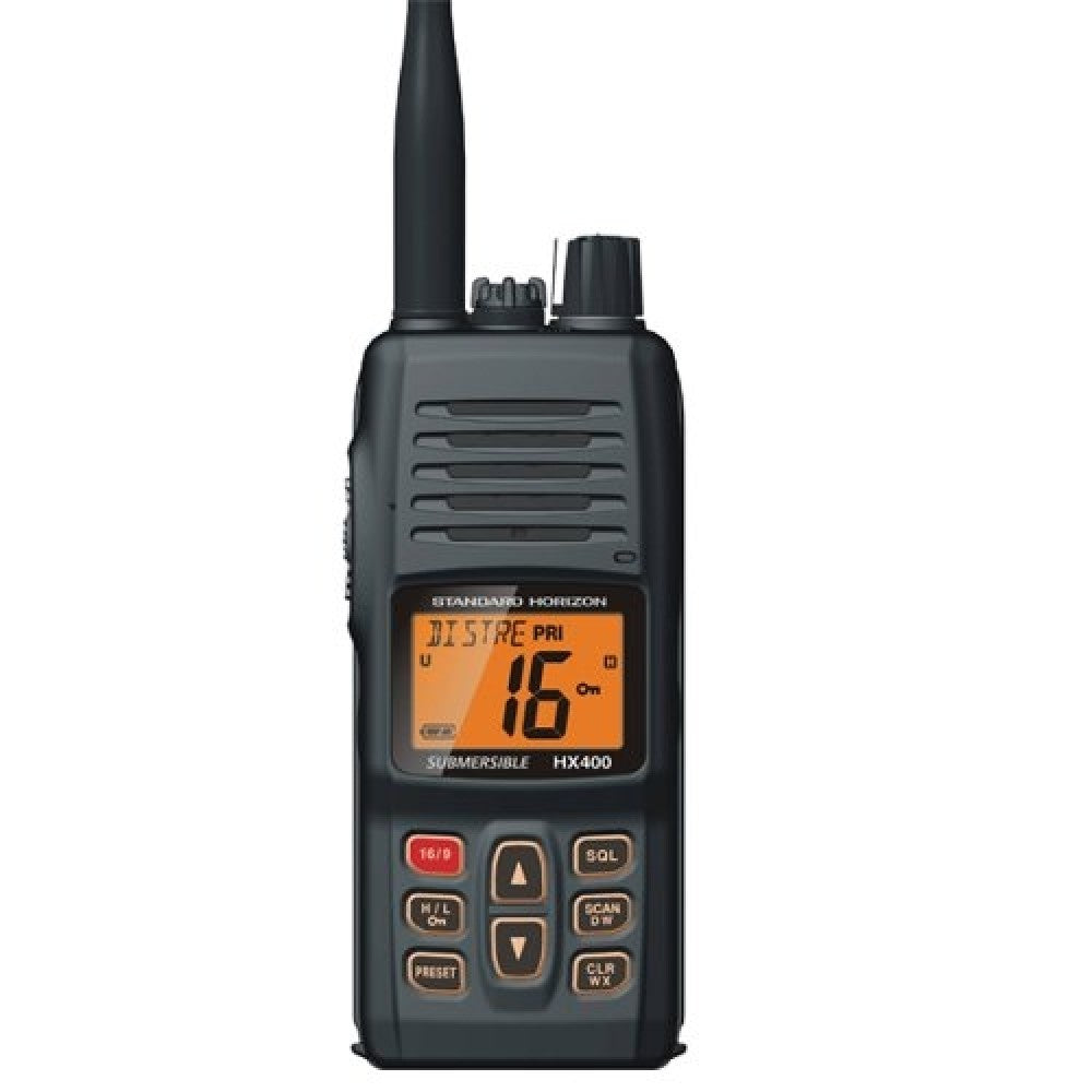 Standard Horizon HX-400IS, VHF, 5W/1W, 40CH LMR canales programables , FM Intrínsicamente Seguro Radio Portátil Marino Comercial