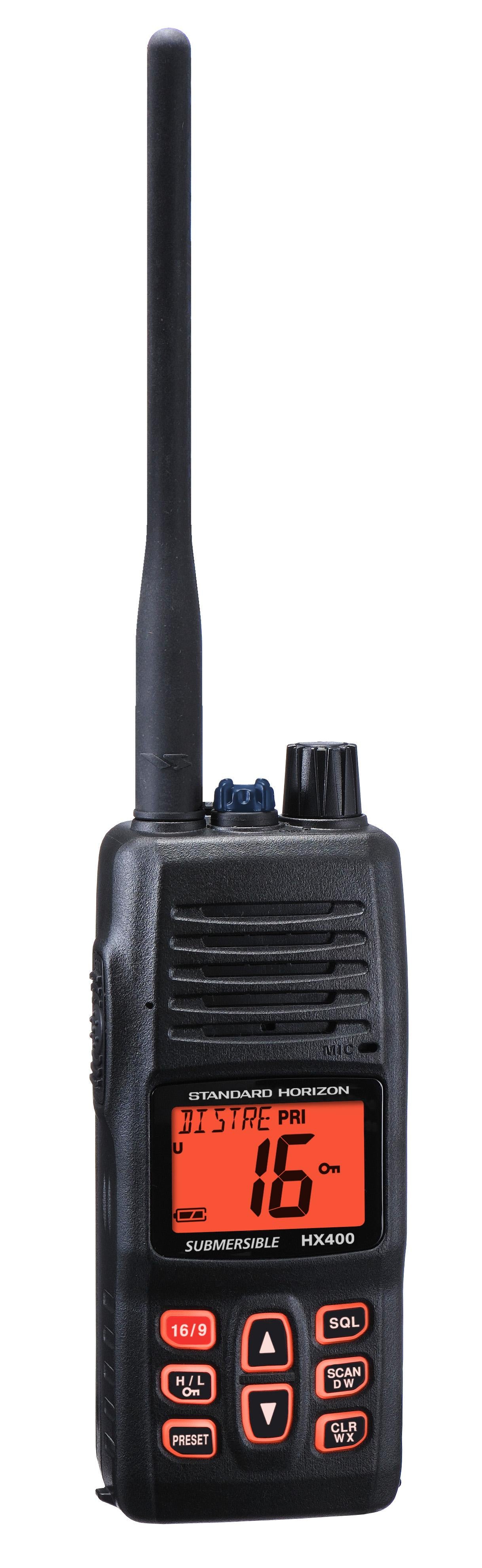 Standard Horizon HX-400IS, VHF, 5W/1W, 40CH LMR canales programables , FM Intrínsicamente Seguro Radio Portátil Marino Comercial