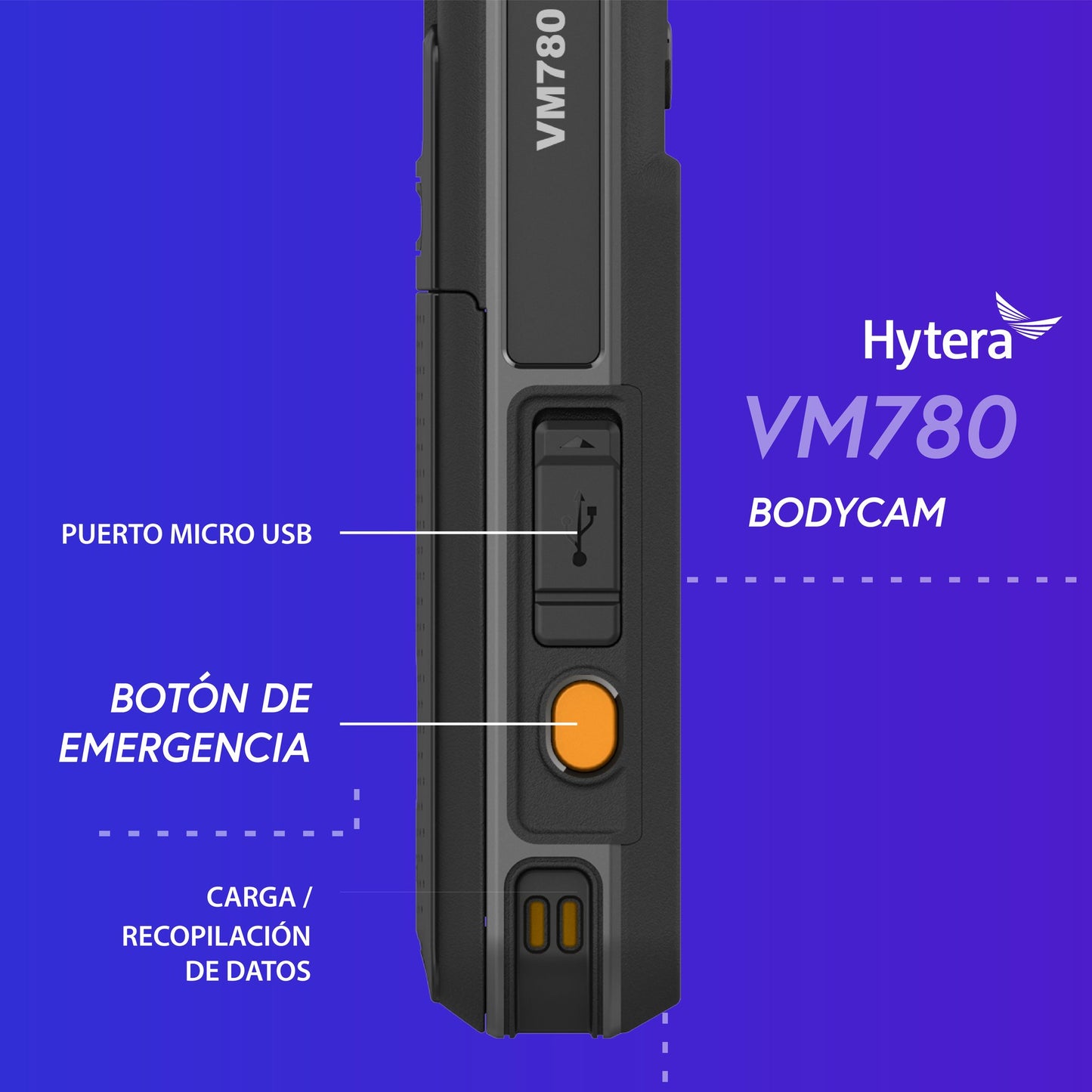 Para importar Hytera VM780 BodyCam y Radio PoC GPS Bluetooth Hytera VM780: "La Elección de los Expertos en Seguridad".